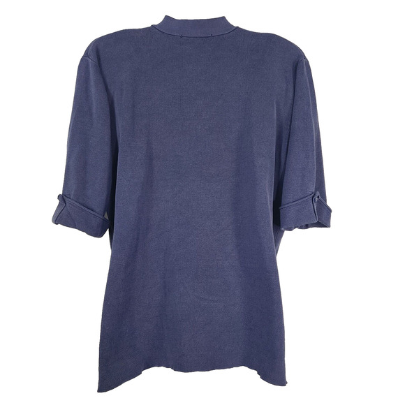 Coldwater Creek Women's Cardigan Medium 10-12 Elbow Tab Sleeve Blue Silk Cotton - Picture 2 of 9